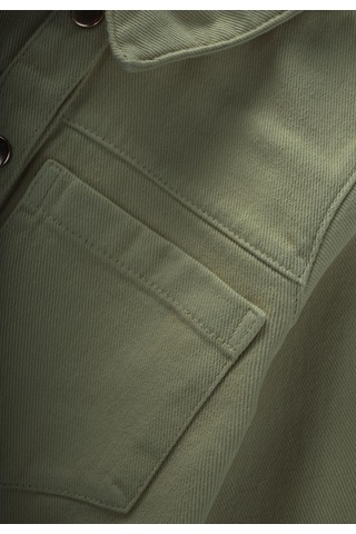 Boyalı Gabardin Elbise 2-7 Yaş Haki Yeşil Haki Yeşil