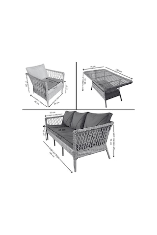 Monalin Home Garden I Loft 5 Kişilik Oturma Takımı Kahverengi I Rattan El Örgüsü Bahçe Mobilyası Kahverengi - Krem