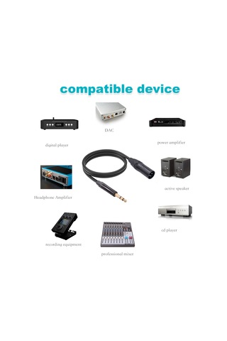 Maiyame Zinc Alloy Gümüş Kaplama Xlr-trs 6.35mm Mikrofon Ses Kablosu, 1.8m Uzunluk, Plug & Play, Ç调音台 Uyumlu, Siyah