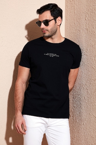 Buratti Pamuklu Slim Fit Bisiklet Yaka Erkek T Shirt 541Ifit Siyah