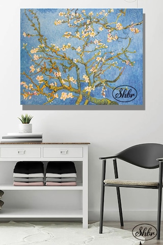Tekli, Yatay, Kanvas, Dekoratif, Duvar, Tablosu , Vincent Van Gogh, Çiçek Açan Badem Ağacı,