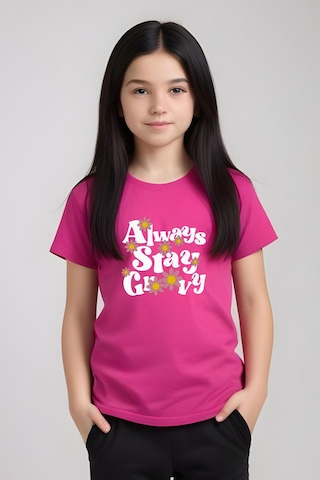 Always Stay Baskılı Kız Çocuk Tişört Ve Eşofman Alt-üst Takım Fuşya