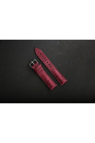 Hakiki Deri 20mm Akıllı Pimli Saat Kordonu Bordo