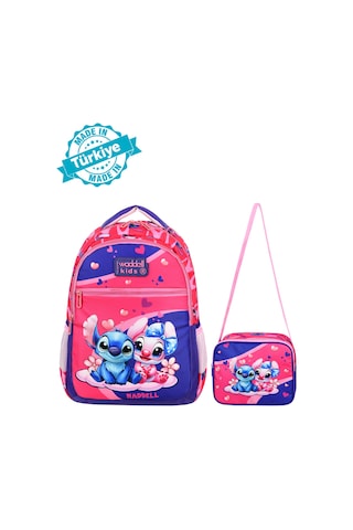 Waddell Pembe Stich Desenli İlkokul Çantası Beslenme Çantalı 25204 Pembe