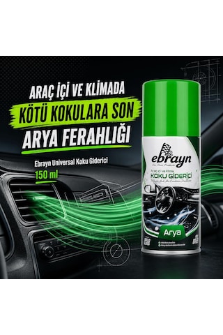 Universal Araç İçi Ve Klima Koku Giderici - Parfümlü Sprey Klima Bombası Arya 150 Ml