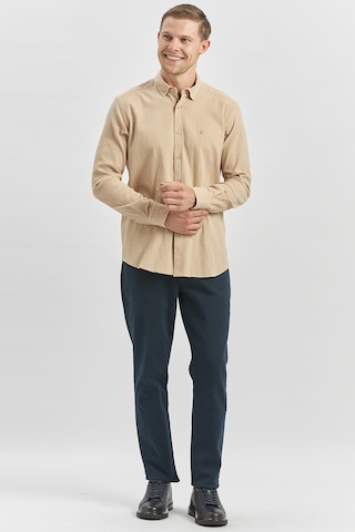İmza Kayısı Uzun Kollu Gofreli Biyeli %100 Pamuk Casual Slim Fit Dar Kesim Gömlek 1004240247 Hardal