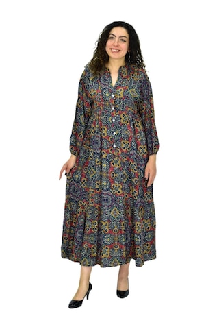 Kadın Empirme Uzun Kol Elbise Bgl-st04670 Hardal