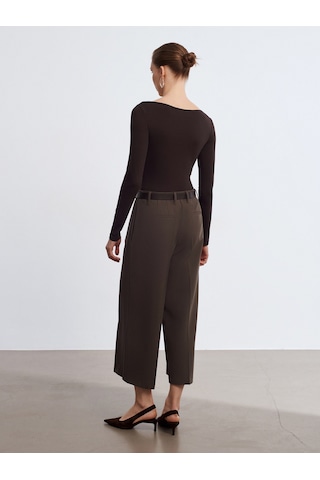 Dilvin 32549 Kayık Yaka Bodysuit-koyu Kahve Koyu Kahve
