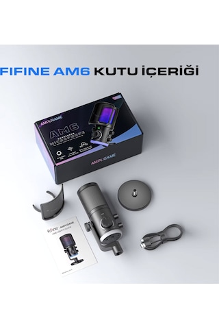 Fifine Ampligame Am6 Usb Rgb Yayinci Bilgisayar Mikrofonu