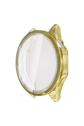 Huawei Watch Gt4 46mm Uyumlu Kasa Ekran Koruyucu 360 Tam Koruma Kılıf Kapak Altın Dore