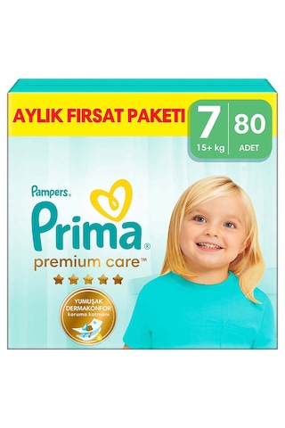 Prima Premium Care Bebek Bezi 7 Beden Aylık Fırsat Paketi 80 Adet