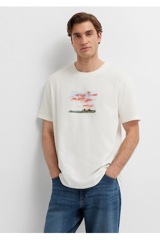 Mavi M0613669-70057 Mavi Baskılı T-shirt Erkek Tişort Beyaz