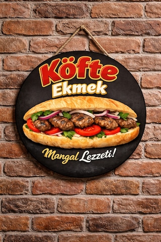 Mayeka Ekmek Arası Köfte Temalı Büfeler Cafeler Köfteciler İçin Ahşap Duvar Kapı Dekoratif Süs Tablo 4