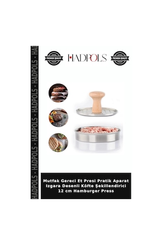 Mutfak Gereci Et Presi Pratik Aparat Izgara Desenli Köfte Şekillendirici 12 Cm Hamburger Press Belirtilmemiş