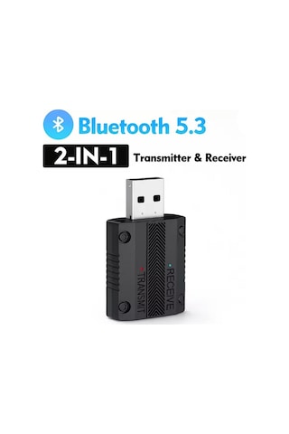 W15 Bluetooth 5.3 Aux Adaptör Usb Dongle 2'si 1 Arada Araç Ses Verici Alıcı