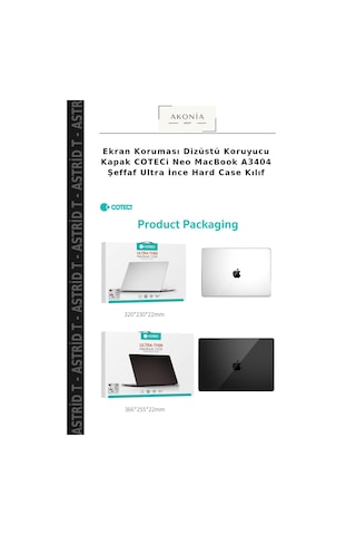 Ekran Koruması Dizüstü Koruyucu Kapak Coteci Neo Apple MacBook Uyumlu A3404 Şeffaf Ultra İnce Hard Case Kılıf Çok Renkli