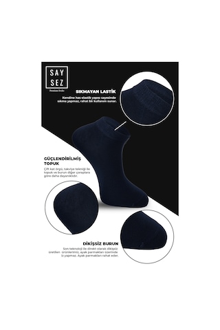 Saysez Bambu Erkek Patik Düz Asorti Çorap Dikişsiz Premium Kutulu 6'lı Siyah - Lacivert - Füme