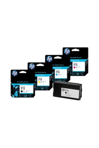 Hp 711 Cz129A Cz130 Siyah Kırmızı Sarı Mavi Kartuş Seti T520