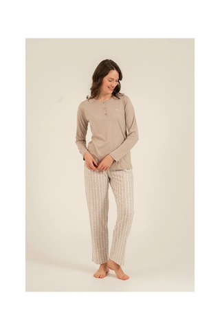 Angbutik Arnetta 3779-s Kadın Uzun Kollu Pijama Takım Vizon
