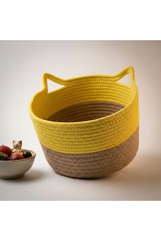 Koçtaş Kedi Kulaklı Sepet 30x18 Cm Sarı
