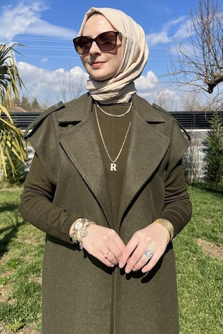 Rabia Şamlı Apoletli Haki Yelek Normal