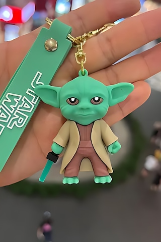 Star Wars Yoda Figürü Anahtarlık Aksesuar Çanta Süsü Silikon 3d Aksiyon Figürü Açık Yeşil