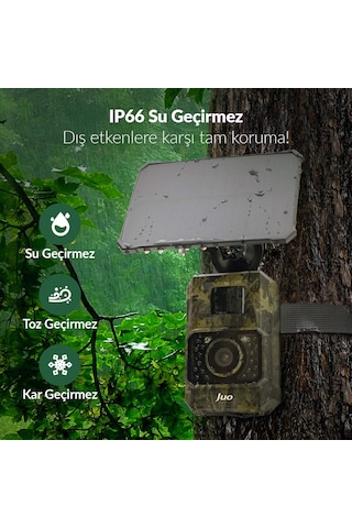 Juo 850ws Güneş Enerjili Fotokapan 48mp Full Hd Wifi Hareket Sensörlü Gece Görüşlü Ip66 Su Geçirmez Kamuflaj