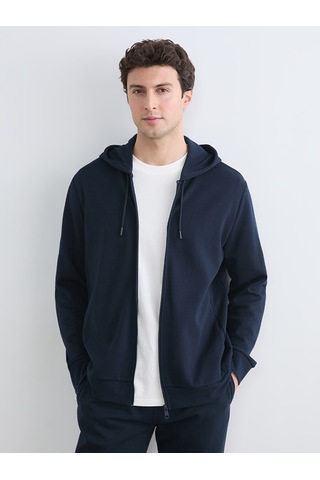 Lcwaıkıkı Basic Lacivert Kapüşonlu Erkek Fermuarlı Sweatshirt