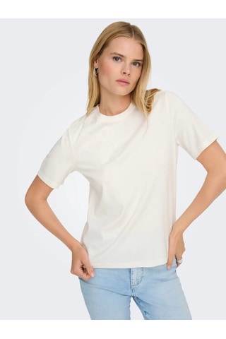 Only Onlsophıa S/s Embroidery Kadın T-shirt 15368560 Ekru