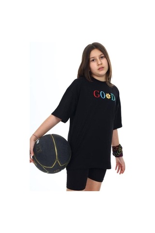 Ekkokids Kız Çocuk Good Yazılı Tshirt-14043 Siyah