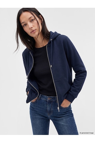 Lcw Everyday Lacivert Kalın Oversize Kadın Fermuarlı Sweatshirt
