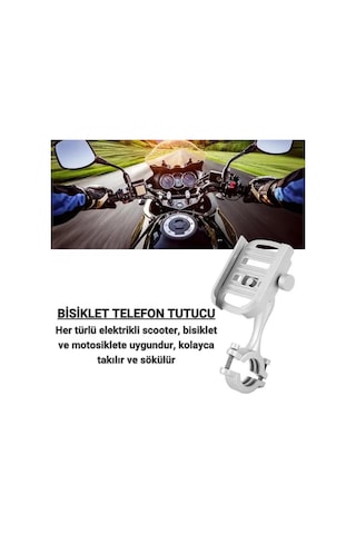 Polham Ful Metal Gidon Uyumlu 360 Derece Dönen Başlık Motorsiklet Telefon Tutucu, Bisiklet, Scooter Uyumlu Sıkıştırmalı Tutucu