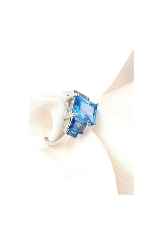 Sky Diamond Blue Creative Sapphire 925 Ayar Gümüş Lüks Yüzük 16 (518701933)