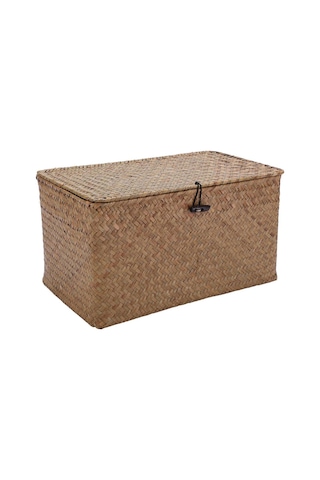 Soulader Doğal Rattan El Örgüsü Kapaklı Organizatör Sepet Makyaj, Çamaşır Ve Mücevher Saklama Kutusu Driftwood Ve Deniz Çayırı Dokuma Dekoratif Depolama Çözümleri Çok Renkli