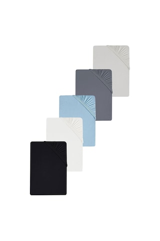 5 Adet Battal Boy Düz Pamuklu Çift Kişilik 200 X 200 Cm Lastikli Penye Çarşaf Siyah-beyaz