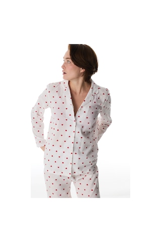 Penti Kırık Beyaz Red Hearts Gömlek Pantolon Pijama Takımı