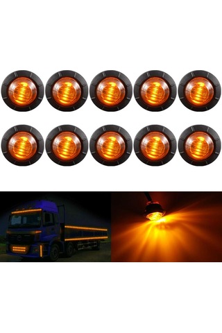 3/4" Yuvarlak Led Ön Arka Yan İşaret Işıkları Su Geçirmez Kurşun Geçirmez İşaret Işıkları 12v Araba Kamyon İçin Kehribar Kırmızı