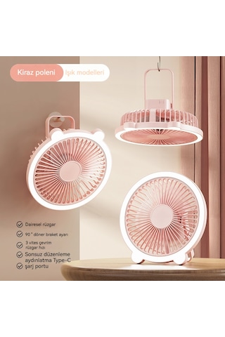 Aurora Usb Masa Lambası Elektrikli Fan Duvar Asılılfan 1 Pembe