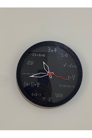 Matematik Temalı Duvar Saati, Siyah Kasa, Zamanı Bilimle Yorumla Siyah