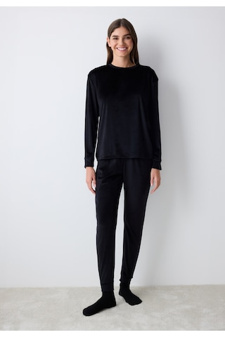 Penti Black Fuzzy Solid Siyah Sweatshirt Siyah Siyah