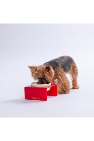 Kırmızı Tekli Seramik-pleksi Mama Ve Su Kabı-kedi Köpek Mama Su Kabı