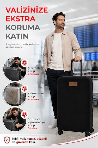 Viscofoam Valiz Bavul Koruma Kılıfı Kadife Kılıf - Siyah Ergo Travel