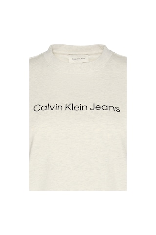 Calvin Klein Kadın Classic Regular Fit Logo Baskılı T-shirt - Ekru Vanilla Heather