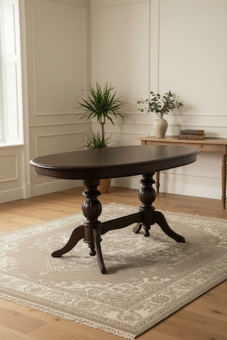 Elegansia Yemek Masası 170x100cm Sabit Oval Masa Kahverengi