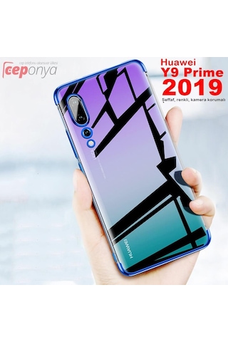 Huawei Y9 Prime 2019 Köseleri Renkli Seffaf Kamera Kor. Kilif 378751895