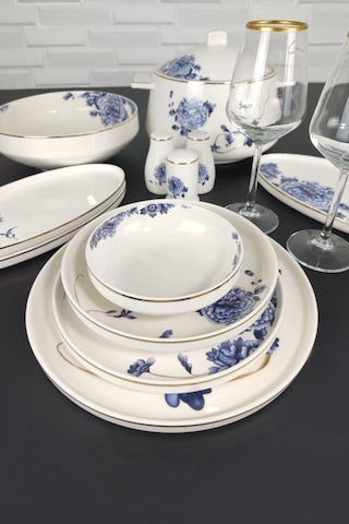 Roy King Blue Blanch 60 Parça Bone China Yemek Takımı Dsn 042