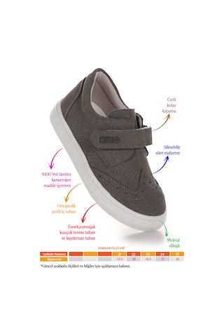Kiko Kids Richie Cırtlı İlk Adım Günlük Erkek Bebek Casual Ayakkabı Füme Füme