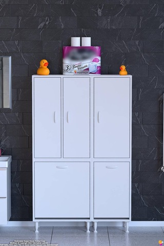 Sarer 105 Cm Çok Amaçlı Düzenleyici Ve Sepetli Banyo Dolabı - Beyaz 65+40 X160x32 Cm