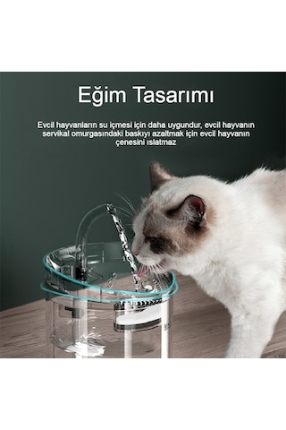 Interstech Akıllı Sessiz Kedi Sessiz Şeffaf Otomatik Pet Su Sebili