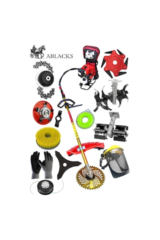 Ablacks C-52 Profesyonel Sırt Tırpan + Çift Çapa Aparatı + 10 Lu Bahçivan Seti